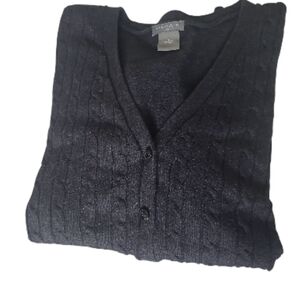 Ann Taylor Charcoal Gray Cable Knit Cardigan Grey